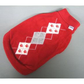 Fleece- mantteli tassunkuvilla, punainen
