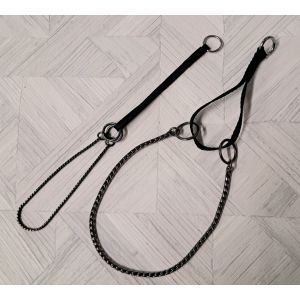 Puolikuristava antrasiitti snake-ketju, kiristysosa musta puuvilla/ nylon