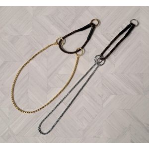 Puolikuristava paksu 5mm snake- ketju, kiristysosa 6mm ruskeaa nylonia